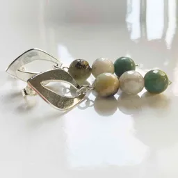 Aretes Hojas De Plata Con Piedras