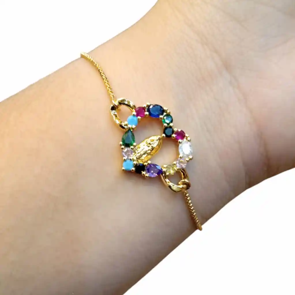 Pulsera Virgen Maria Celestial Corazon Color