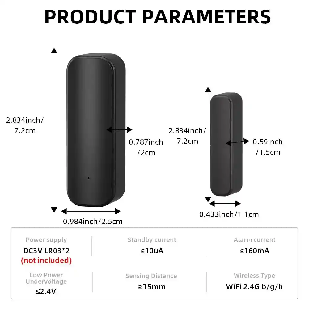 Sensor Seguridad Wifi Puerta Ventana Inteligente Domótica Negro