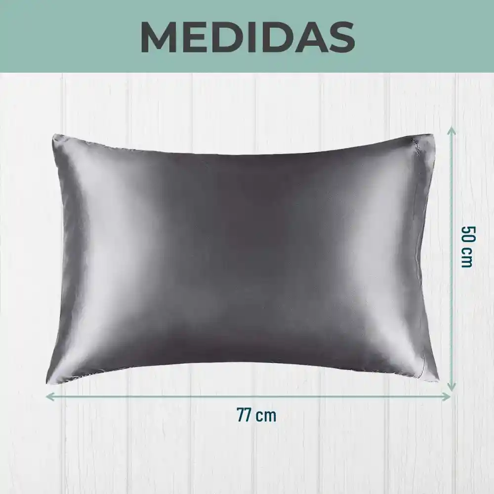 Funda Almohada Satin Tipo Seda Set X 3 Gris Oscuro 50x76cm