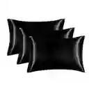 Funda Almohada Satin Tipo Seda Set X 3 Negro 50x76cm