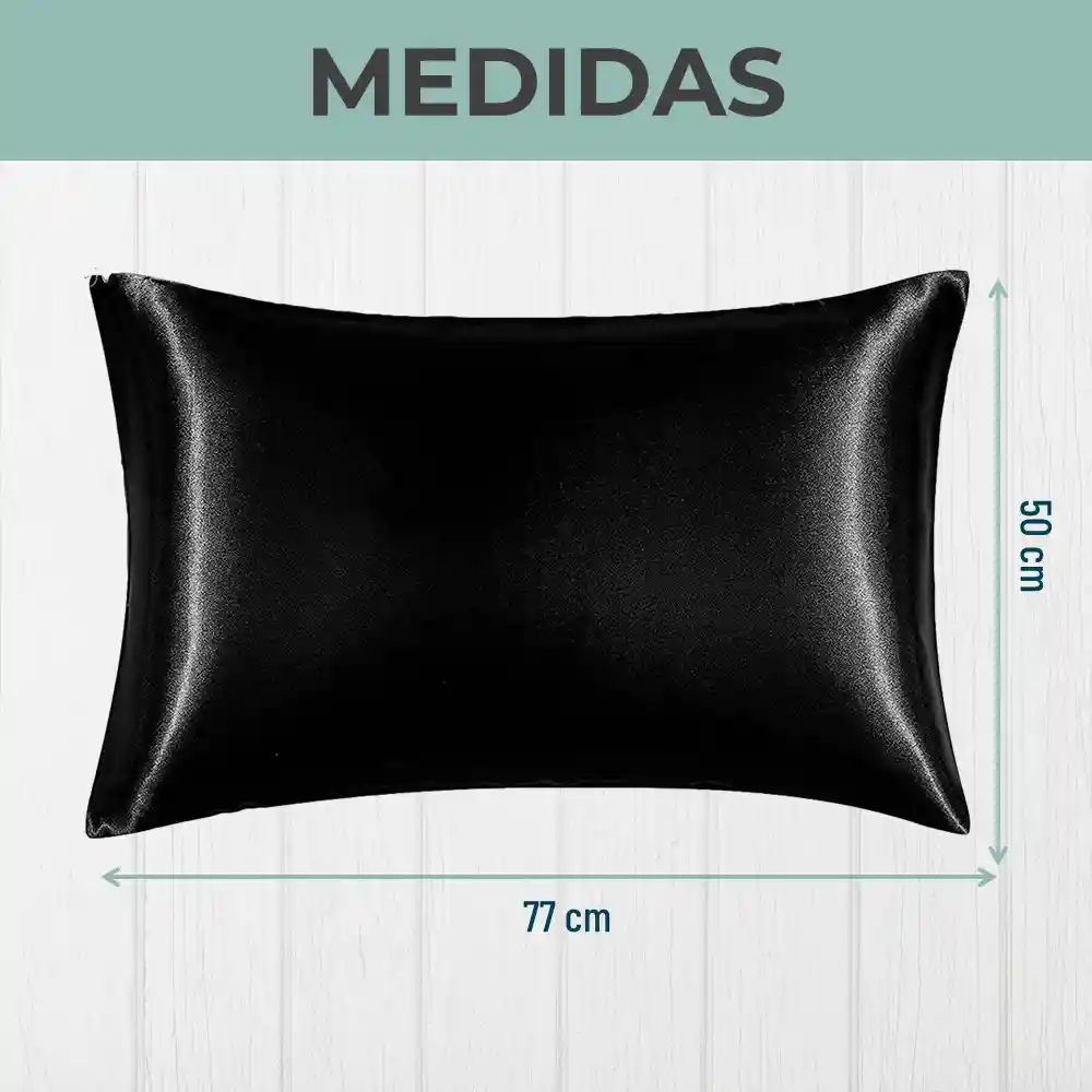 Funda Almohada Satin Tipo Seda Set X 3 Negro 50x76cm