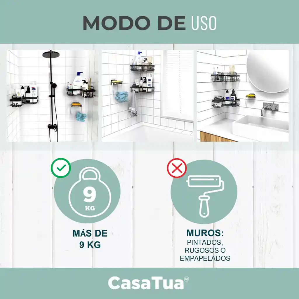 Organizador Ducha Baño Esquinero Inoxidable X2 + 1 Jabonera