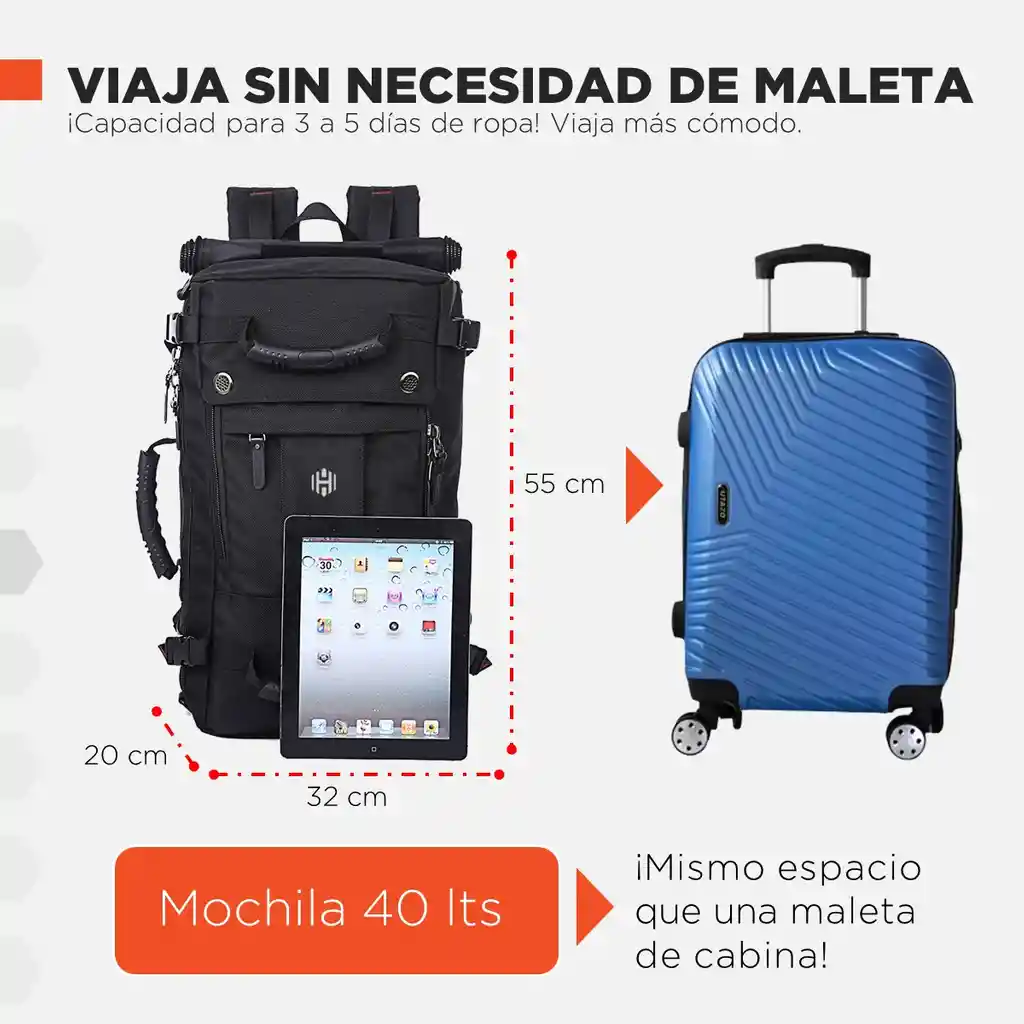 Morral Bolso Hardley 40l Multiuso Portatil Avion Gimnasio
