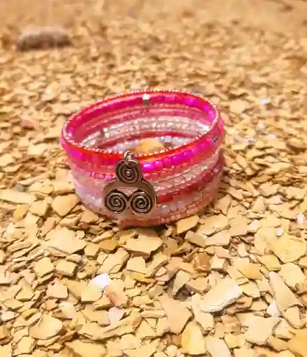 Pulsera 12 Giros. Manilla Petalos Rosas