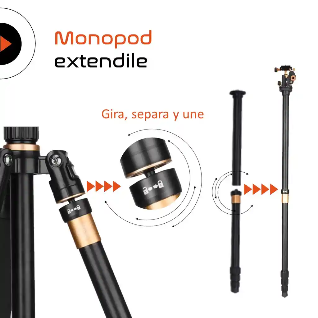 Tripode Camara Celular Video Profesional Tr3pod 1.6 Monopod