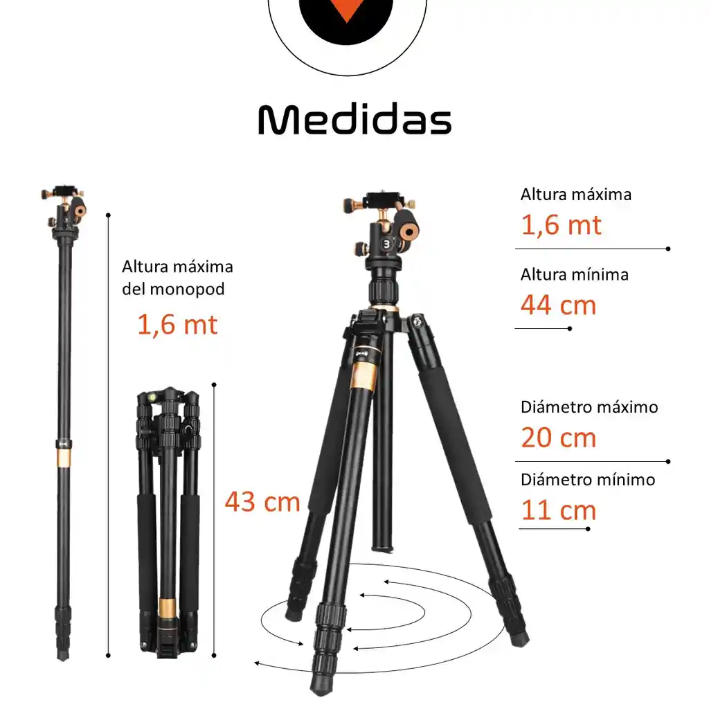 Tripode Camara Celular Video Profesional Tr3pod 1.6 Monopod