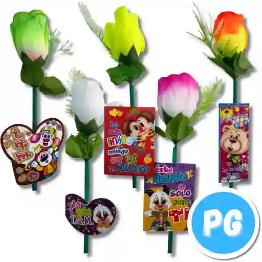 Flor Plastica De Detalle Con Tarjeta Para Regalo Unidad (regalo Dia De La Mujer, Dia De La Madre)