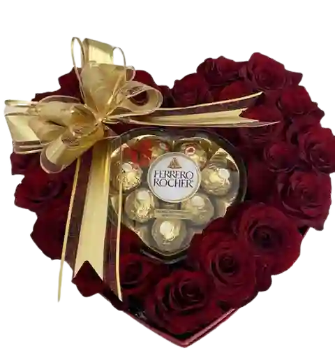 Rosas Rojas En Caja Con Chocolates