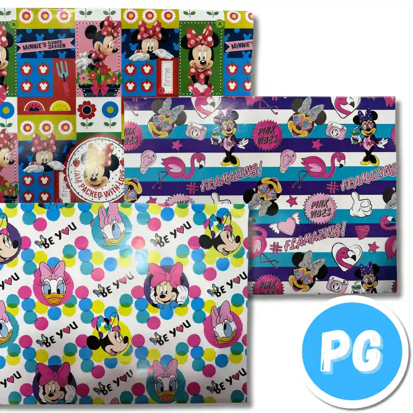 Paquete De Papel Regalo X10 Pliegos (70x100 Centimetros) De Minnie Mouse Disney (del Mismo Motivo Los 10 Pliegos)