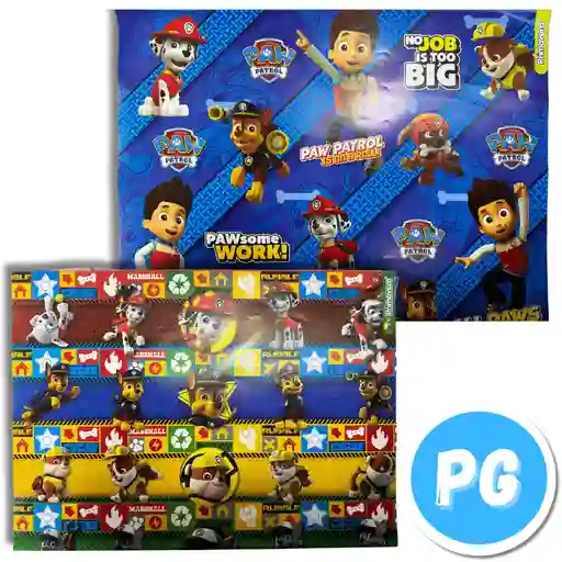 Paquete De Papel Regalo X10 Pliegos (70x100 Centimetros) De Paw Patrol (del Mismo Motivo Los 10 Pliegos)