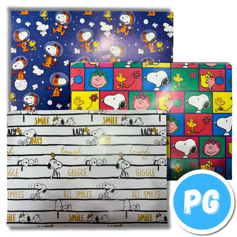 Paquete De Papel Regalo X10 Pliegos (70x100 Centimetros) De Snoopy (del Mismo Motivo Los 10 Pliegos)