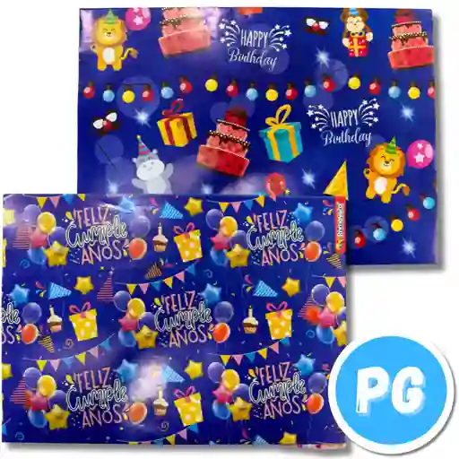 Paquete De Papel Regalo X10 Pliegos (70x100 Centimetros) De Feliz Cumpleaños Unisex (del Mismo Motivo Los 10 Pliegos)