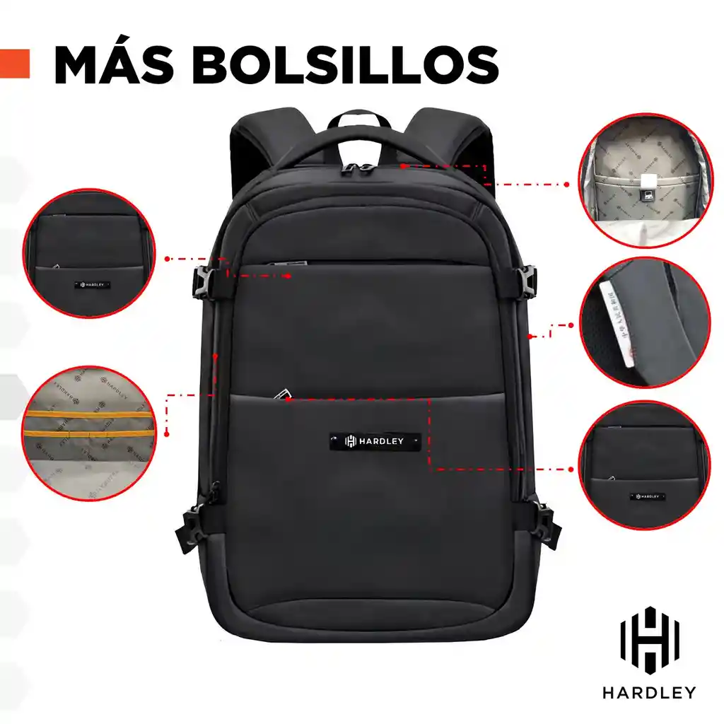 Bolso Morral Portail Hardley Puerto Usb Anti Robo 28l