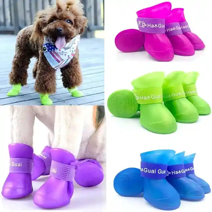 Botas Para Perros Talla Xxl Zapatos Impermeables Para Mascotas Talla Xxl ( Razas Guias Bulldog Labrador ) Verde , Azul ,rojo,rosado ,negro