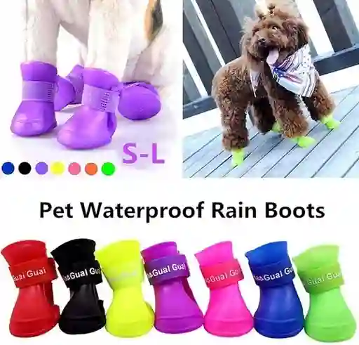 Botas Para Perros Talla Xxl Zapatos Impermeables Para Mascotas Talla Xxl ( Razas Guias Bulldog Labrador ) Verde , Azul ,rojo,rosado ,negro