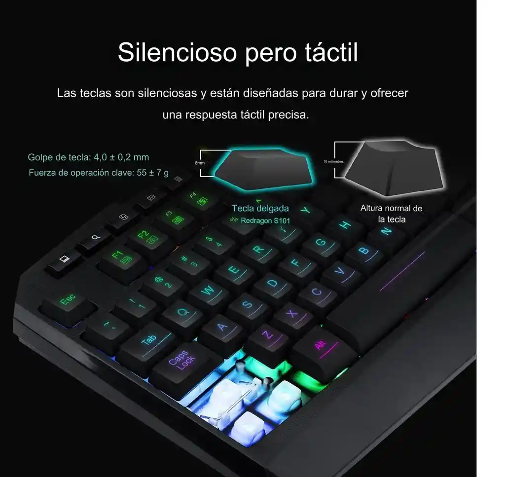 Kit Gamer Redragon Teclado Y Mouse Rgb Combo 2 En 1 S101-3