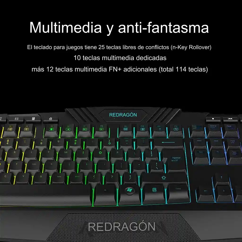 Kit Gamer Redragon Teclado Y Mouse Rgb Combo 2 En 1 S101-3