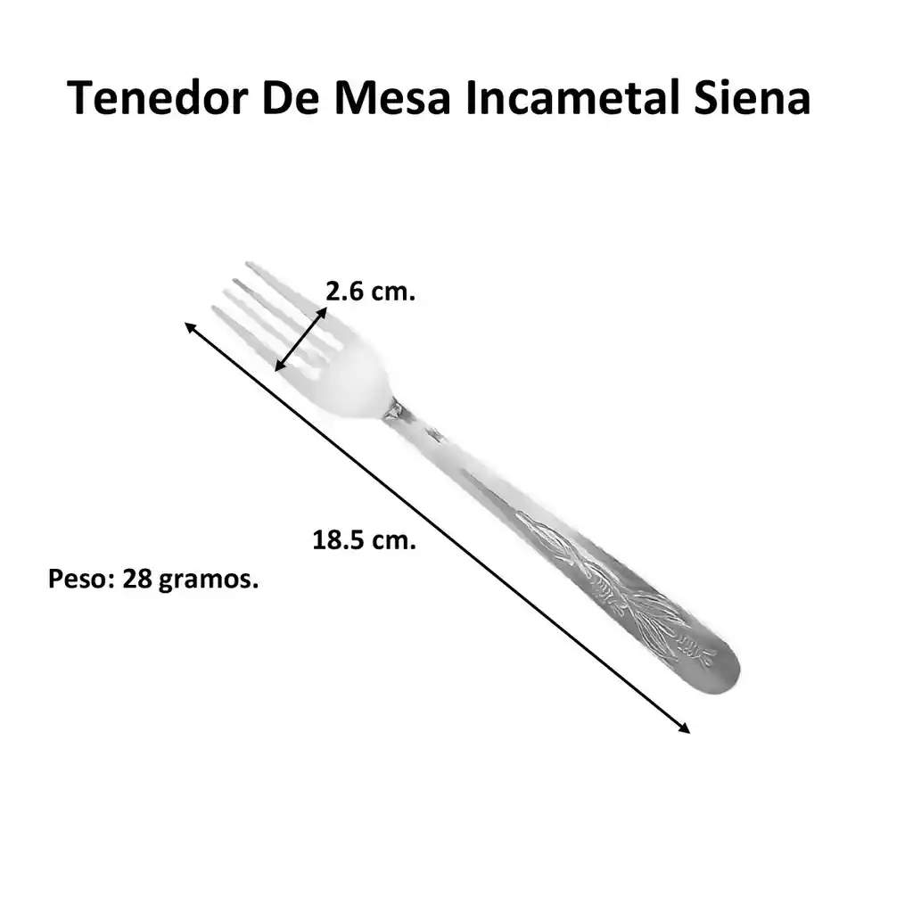 Tenedor De Mesa X6 Unidades Siena Incametal