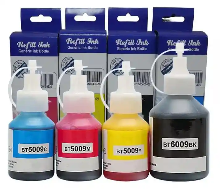 Combo De Botellas De Tinta Brother Btd60bk Negro Y Colores Bt5001 Genericas