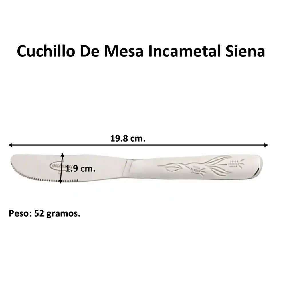 Cuchillo De Mesa Siena X6 Incametal Elegancia Y Precisión