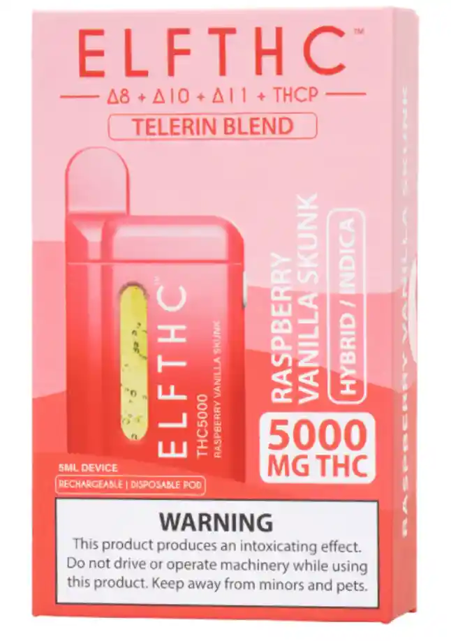 Elfbar Th5000 Raspberry Vanilla Skunk 5ml Hybrid/indica Delta 8 Live Resin