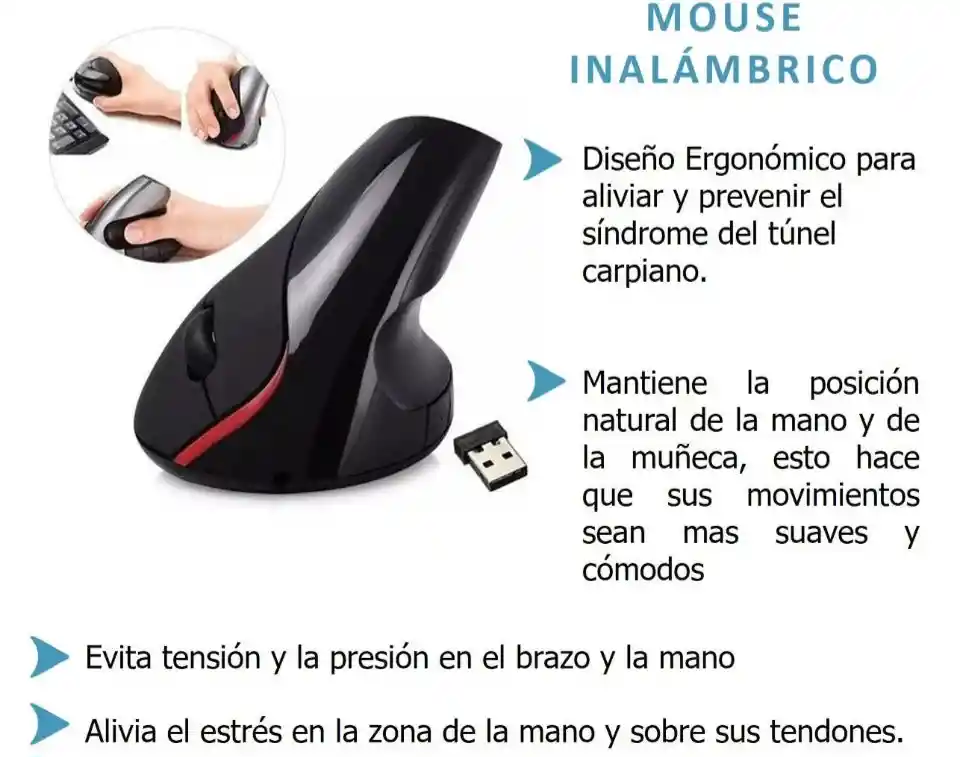 Mouse Bluetooth Ergonómico Vertical + Receptor Usb Weibo