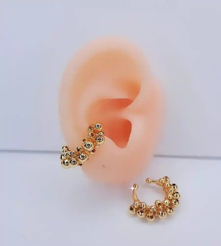 Earcuff Tejido Perlas Doradas