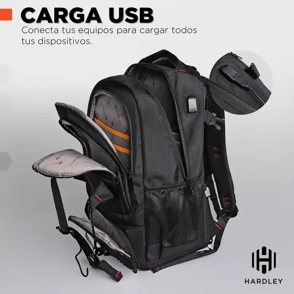 Bolso Morral Portail Hardley Puerto Usb Impermeable 36l