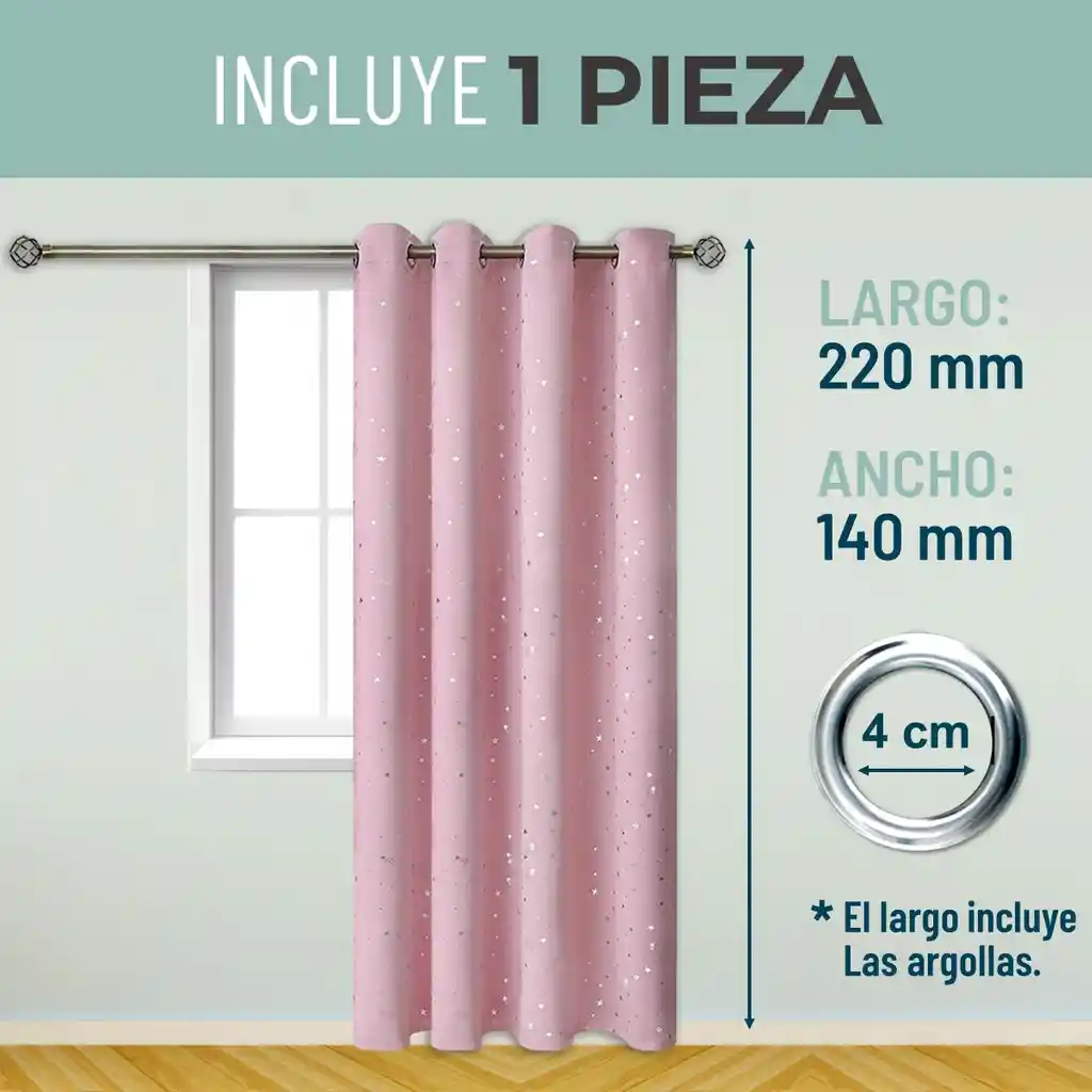 Cortina Niños Niña Semi Blackout Casatua Un Paño 140x220cm