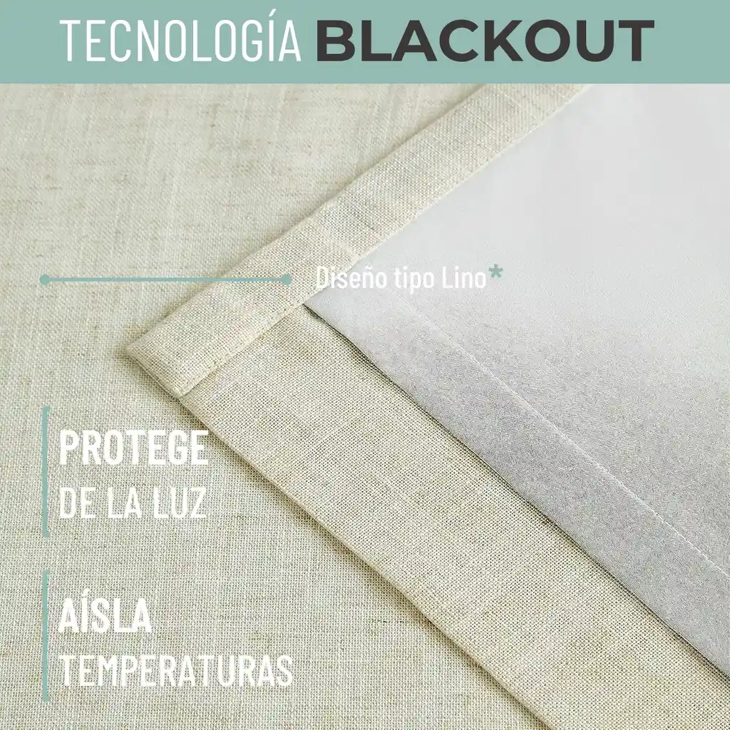 Cortina 100% Blackout Engomada Termica Set 2 Casatua 140x220