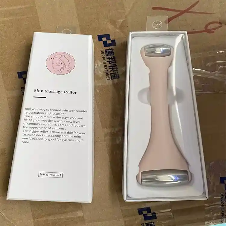 Rodillo Metálico Doble Masajeador Facial Terapia Ice Roller