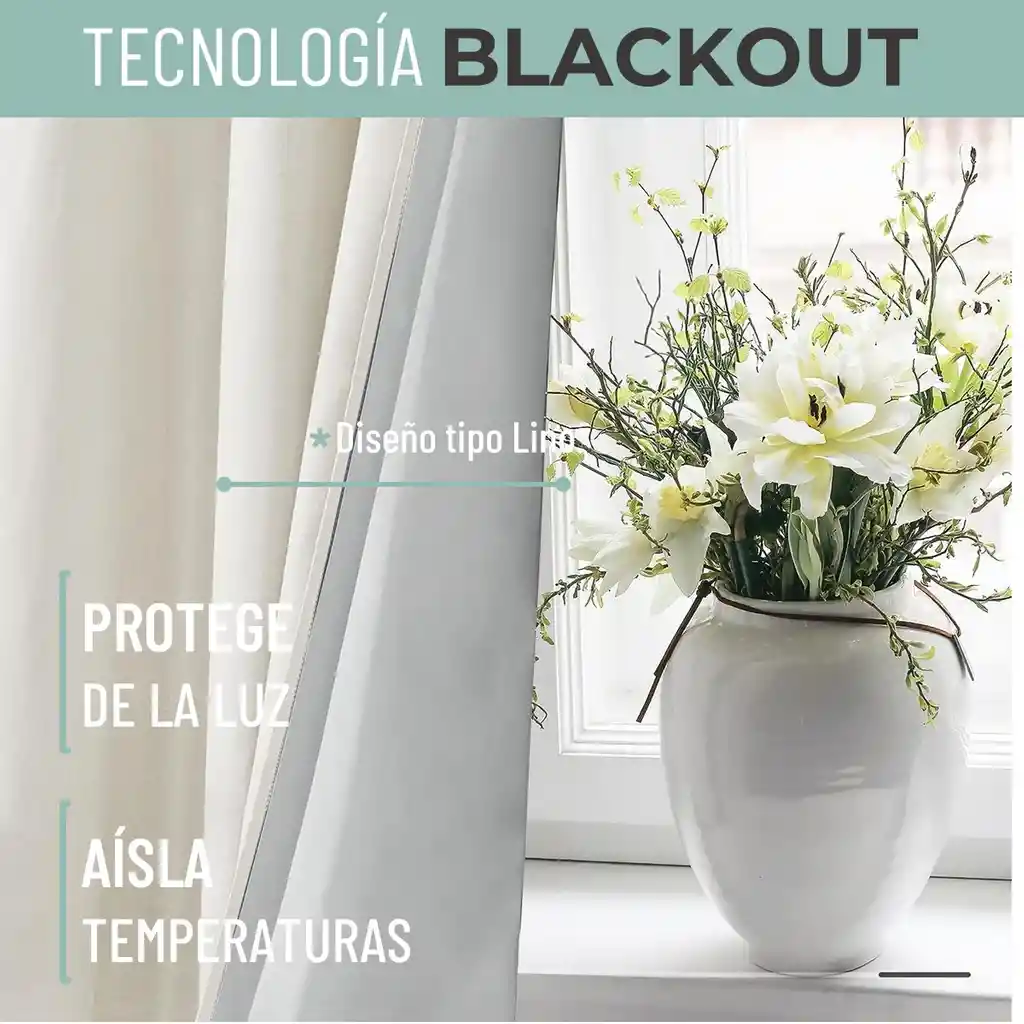 Cortina 100% Blackout Engomada Termica Set 2 Casatua 140x220