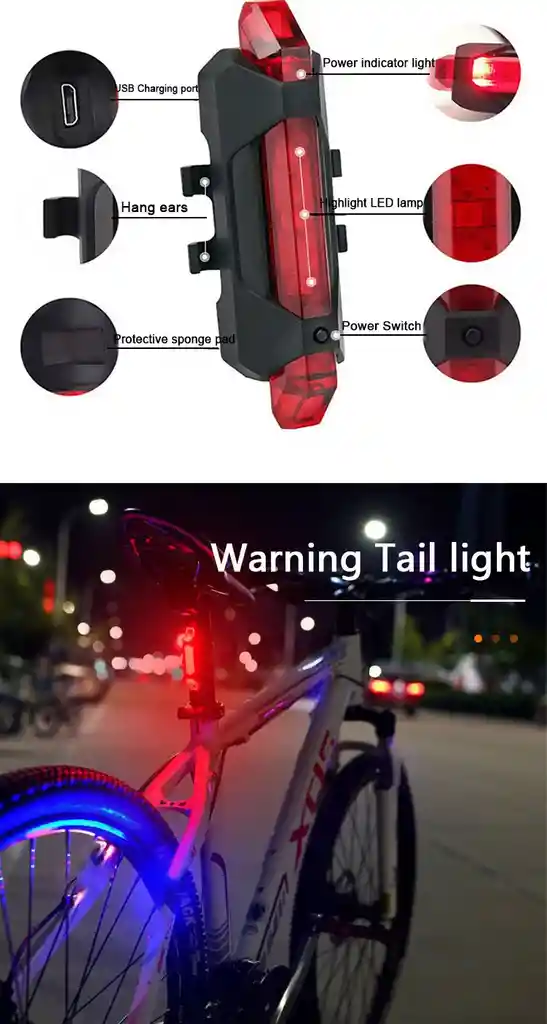 Luz Delantera Y Trasera Bicicleta Recargable Luces Led