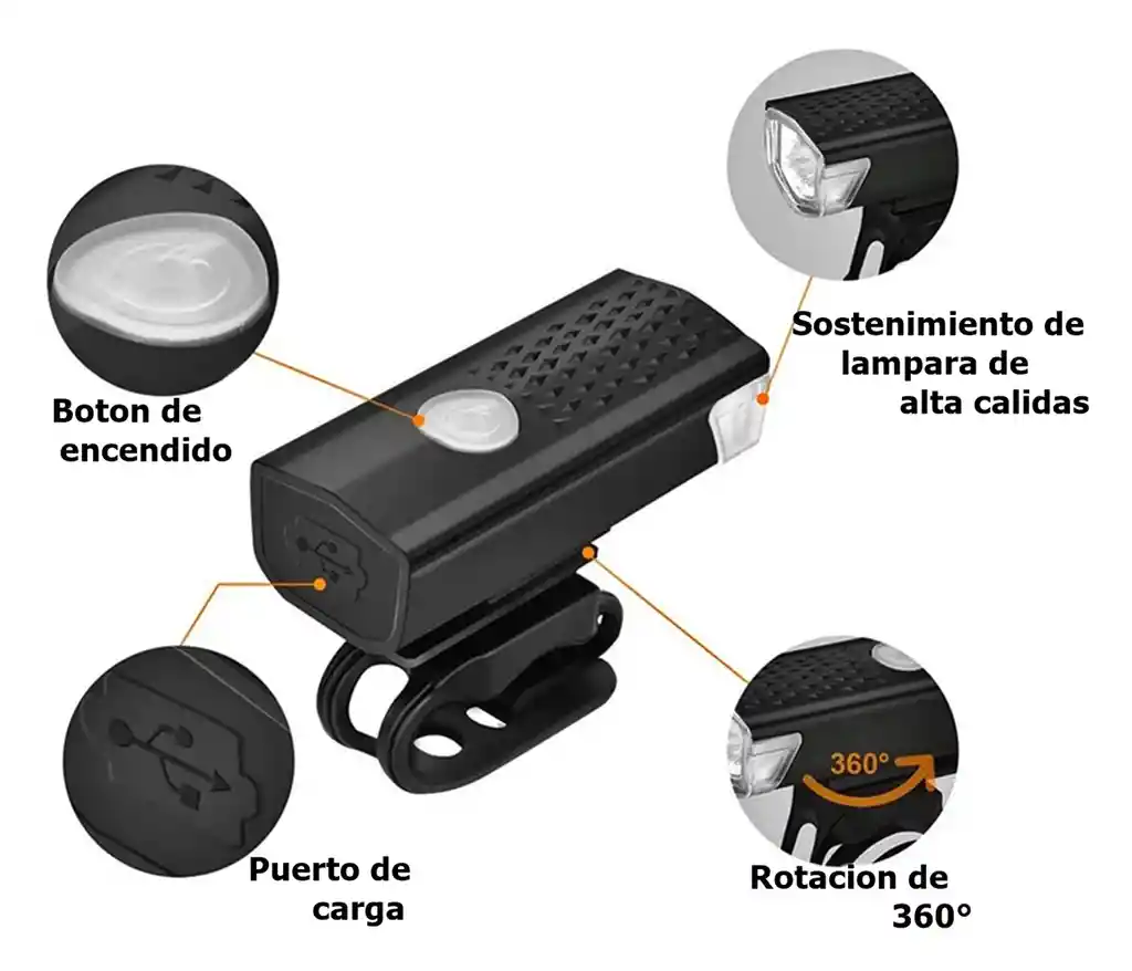 Luz Delantera Y Trasera Bicicleta Recargable Luces Led