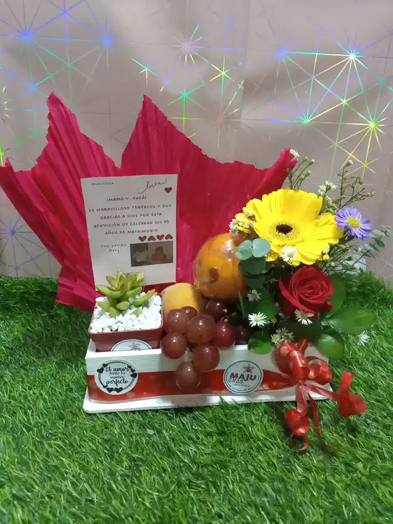 Ancheta De Flores Suculenta Y Frutas