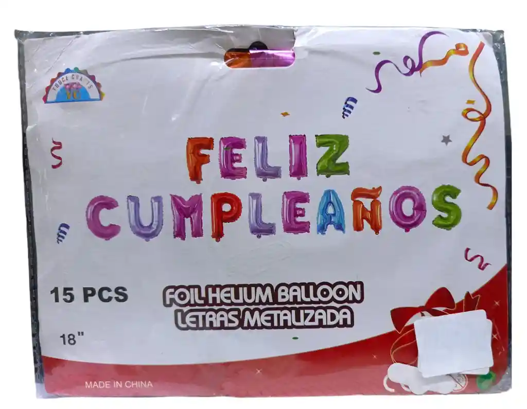 Letras Metalizada Feliz Cumpleaños Colores Variados 15 Und