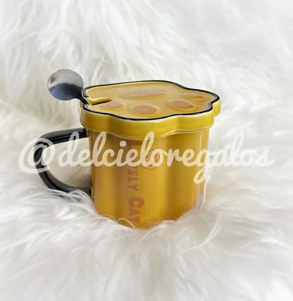 Mug Huella Amarillo Tapa+cuchara