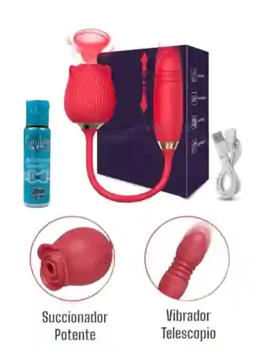 Vibrador Y Succionador Rosa Consolador 2 En 1 Punto G Y Clitoris + Lubricante Neutro