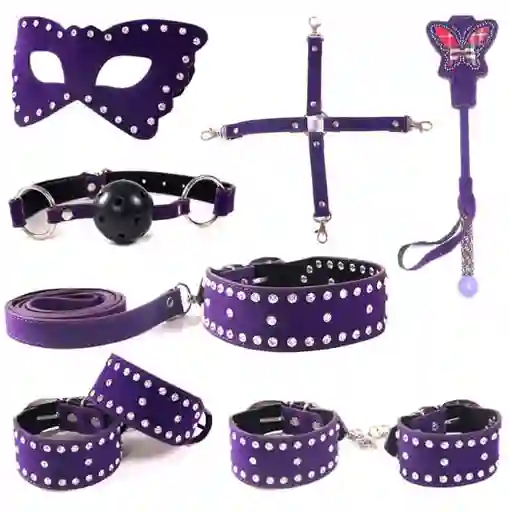 Kit Sadomasoquismo Bondage Fetish Bdsm De Lujo Edición Especial Morado