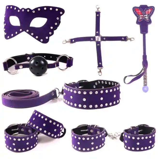 Kit Sadomasoquismo Bondage Fetish Bdsm De Lujo Edición Especial Morado