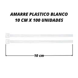 Abrazadera 10 Cm X 100 Unid Amarre Plastico Blanco
