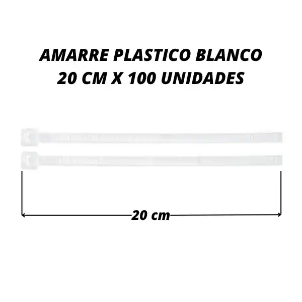 Abrazadera 20 Cm X 100 Unid Amarre Plastico Blanco