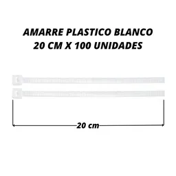 Abrazadera 20 Cm X 100 Unid Amarre Plastico Blanco
