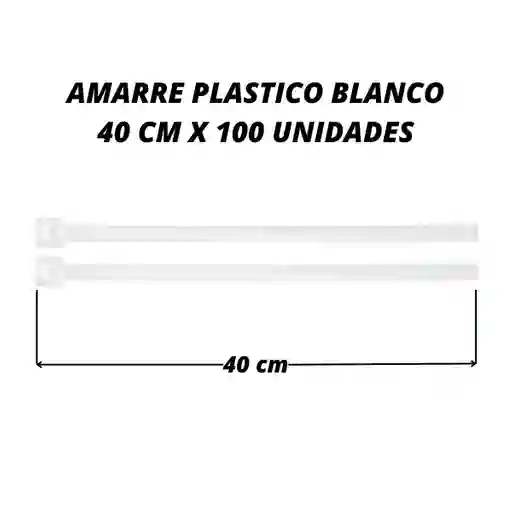 Abrazadera 40 Cm X 100 Unid Amarre Plastico Blanco