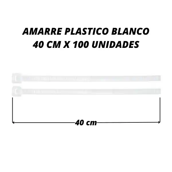 Abrazadera 40 Cm X 100 Unid Amarre Plastico Blanco