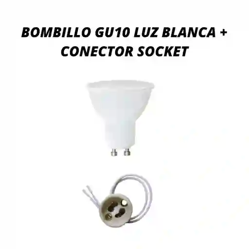 Bombillo Gu10 + Adaptador (socket) Luz Blanca