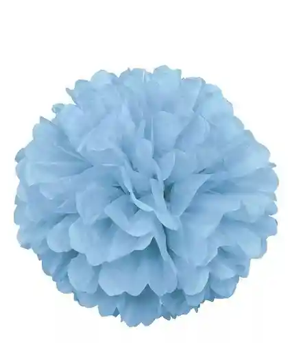 Pompon De Papel Seda Para Fiesta 33 Cm Azul Claro