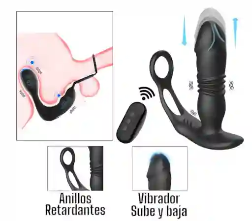 Vibrador Consolador Prostatico Control Inalambrico Con Anillos Retardantes