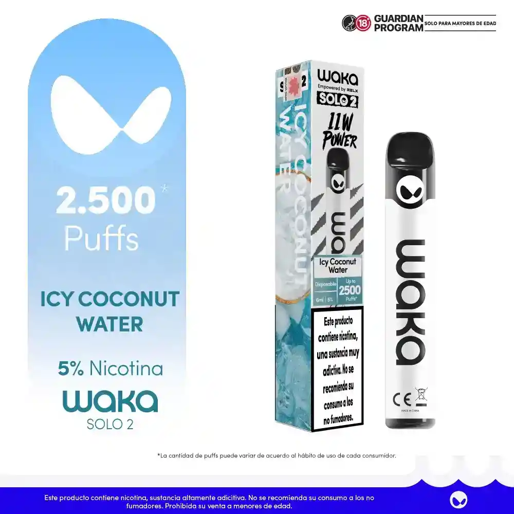 Waka Vaporizador Icy Coconut Water 5% 2500 Puff